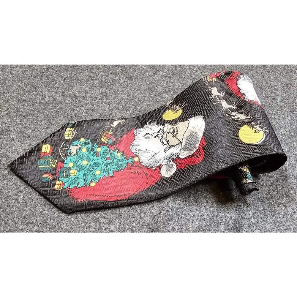 Vintage Santa Claus Christmas Tie Holiday Party Necktie